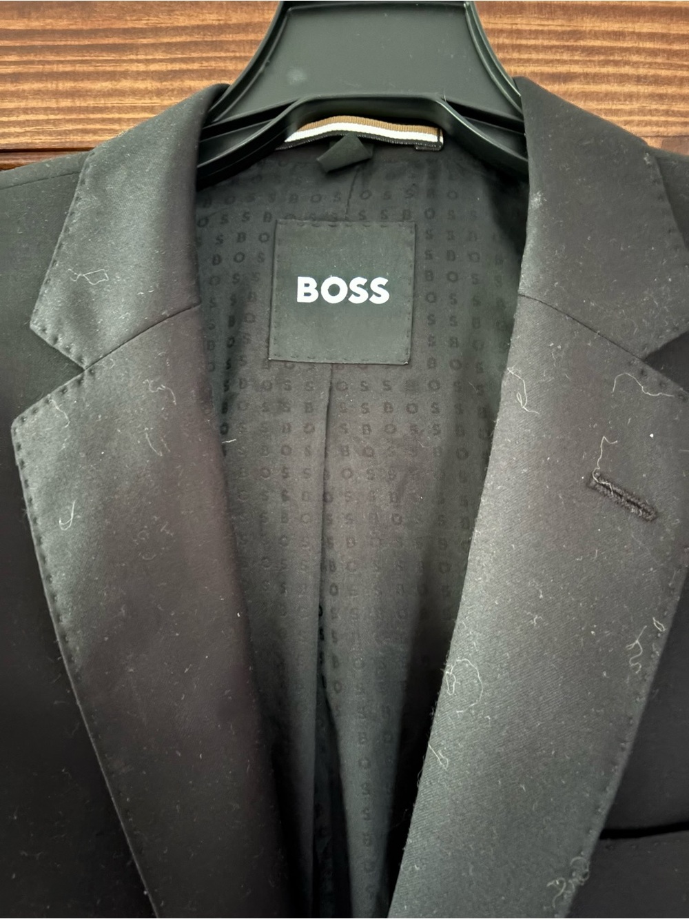 BOSS Men's Black Notch Lapel Sport Coat